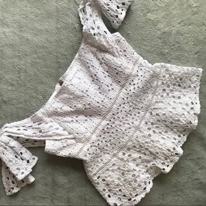 Rebecca Taylor Amora Eyelet Off-Shoulder White Top